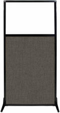 Versare Workstation Partition | Portable Wall Divider | Modern Office Cubicle | Free Standing Privacy Screen | Flexible Work Space | 33" x 70" W/Window, Mocha Fabric Panels