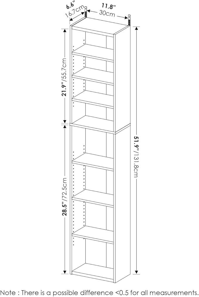 Furinno Indo DVD Shelf, 8-Tier CD Rack, Media Shelf with Adjustable Shelves, DVD Storage Cabinets for CD Blueray Game Disc, Easy Assembly, for Living Room, Home Office, White