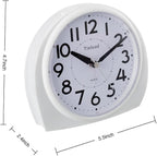 Tinload 5.5" Large Analog Alarm Clock Silent Non Ticking, Gentle Wake, Beep Sounds, Increasing Volume, Battery Operated Snooze and Manual Light, Easy Set,White(Best for Elder)