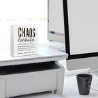 Funny Chaos Coordinator Gifts Office Decor, Leopard Chaos Coordinator Wooden Box Sign, Thank You Gifts, Home Farmhouse Table Shelf Desk Decor Accessories, Appreciation Gifts for Coworkers Colleague