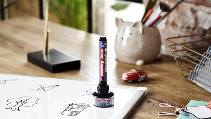 edding 360 whiteboardmarker set - diverse kleuren - 8 whiteboardstiften - ronde punt 1,5 - 3 mm - boardmarker uitwisbaar - voor whiteboard, flipchart, prikbord, memobord - sketchnotes - navulbaar