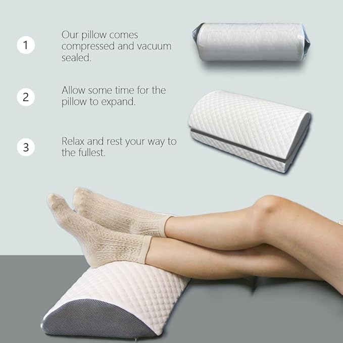 BlissfulNest Foot Rest Pillow for Under Desk at Work Office Footrest High Density Memory Foam Cooling Fabric Height Adjustable Foot Elevation Firm Feet Rest