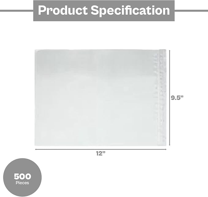 PSBM 500 PCS 9.5 x 12 Inch Clear Blank Packing List Envelopes, Shipping Documents Pouches/Sleeves for Mailing Labels, Invoices, Documents and Packing Slips