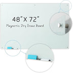 Gooderboard Glass Magnetic White Board – 72 x 48 Inches Dry Erase Frameless Whiteboard for Wall, Large Writing Board Wall Mounted Glass Board for Display, School and Business Office