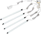 LED Display Lights, (4) Strip Light Bars for Display Case Shelf Showcase Bookshelf Kitchen Workbench, Plug-in Under Cabinet Lighting - (6000K, Cool White)