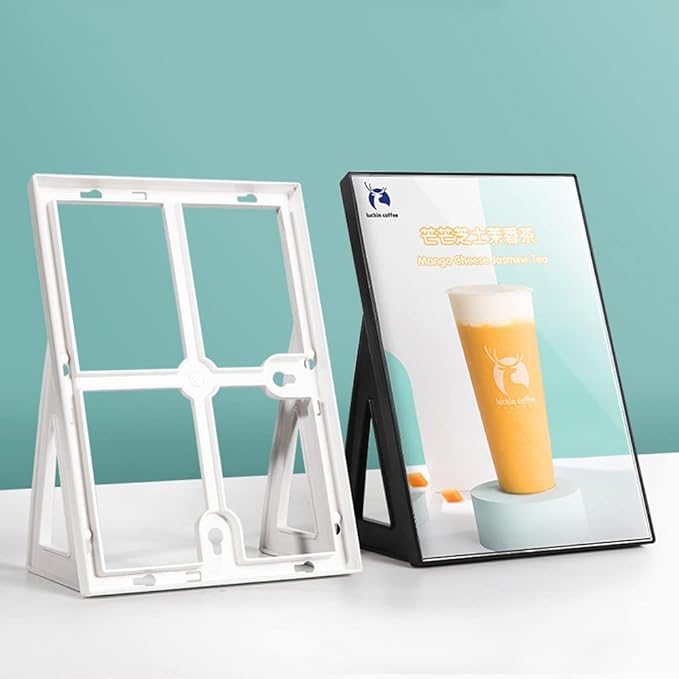 ECKEK ABS Plastic Sign Holder，Menu Displays L Shape Sign Stand Vertical/Horizontal Use (White A3 297×420mm/11.69×16.54inches)