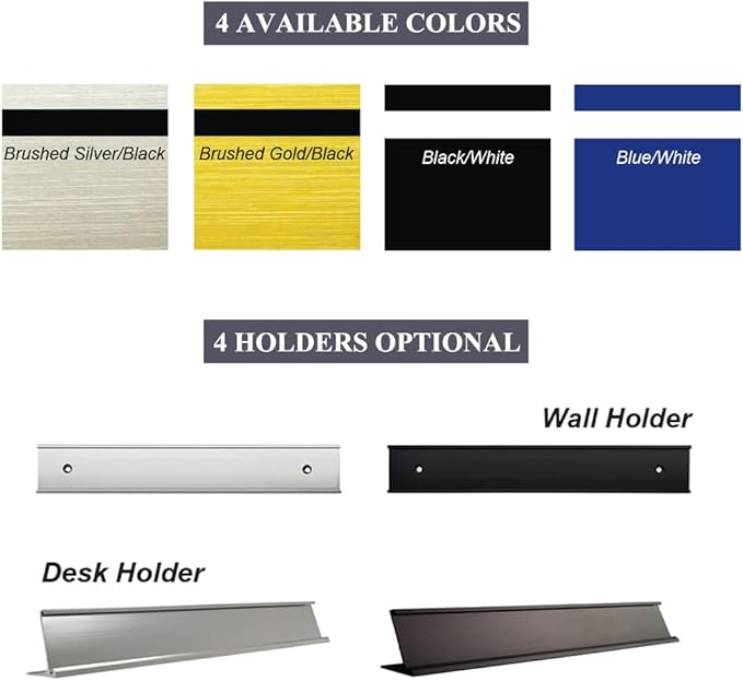 Personalized Name Plate With Wall Or Desk Holder Customized Engraving Sign 1x8
