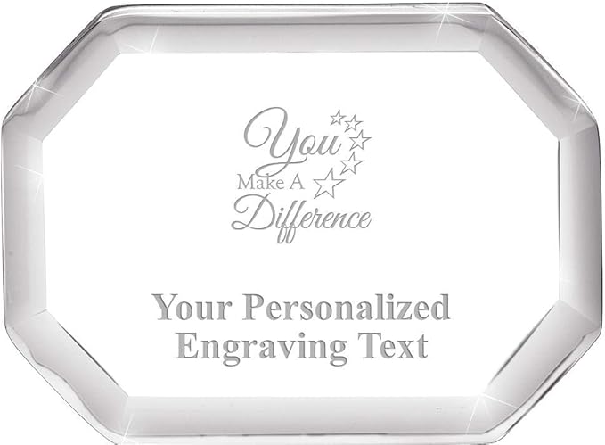 Crown Awards 2.5" Octagon You Make A Difference Acrylic Paperweight Award, Custom Engraved You Make A Difference Trophy, Engraving Included