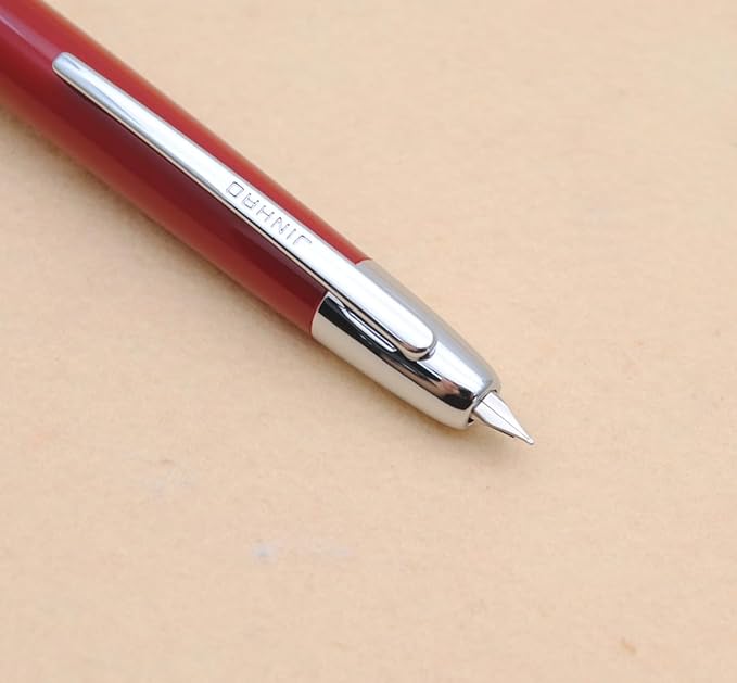 JINHAO 20 Press Fountain Pen, Retractable Capless Resin Pen with Ink Converter (F Nib 0.5mm, Wine Red)