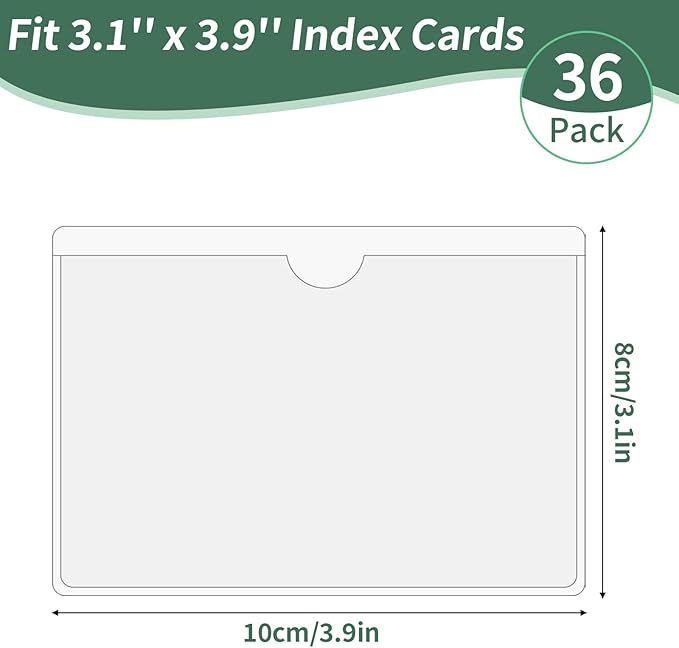 NIUBIER Storage Bin Labels, 36 Pack 3x3.5 Inches Index Card Holder, Clear Adhesive Pockets, Removable Tote Labels Stickers for Packing Moving Box & Containers, Easy Peel Off