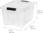 IRIS USA 32 QT Plastic Storage Box with Lid and Latches - 6 Pack - BPA-Free, See-Through Organizing Solution, Durable Nestable Stackable Containers, Secure Pull Handle - Clear