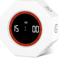 GuDoQi Digital Productivity Timer, Octagon Rotating Pomodoro Timers with Gravity-sensor, 1-3-5-15-30-60-90 Min Countdown, Portable Adjustable Sound Alert Multi Desk Timer or Study Task, Kitchen, White