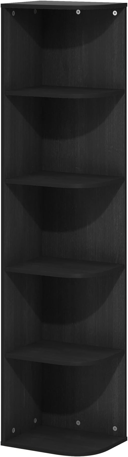 Furinno PASIR Book Shelf, 5-Tier Corner Bookshelf, Open Shelves Bookcase 9.3 x 12 x 51.7, for Living Room, Bedroom, Home Office, Blackwood