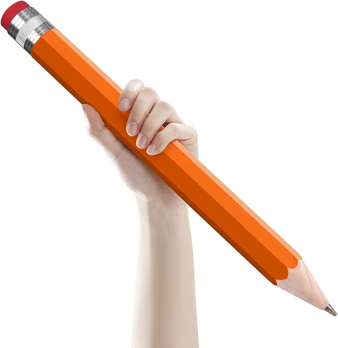smrtcol Wooden Jumbo Pencil for Prop Gifts Decor 14 Inch Funny Big Novelty Pencil with Cap Orange