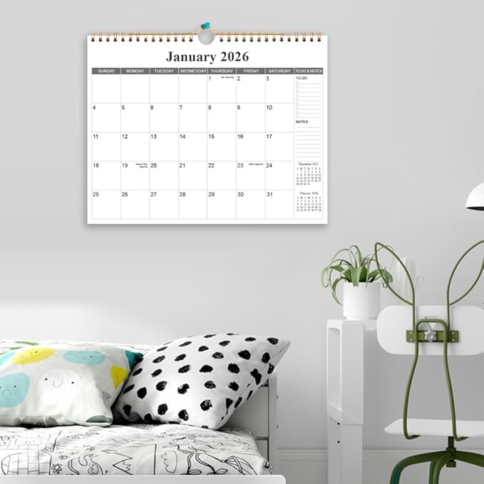 2026 Calendar - 18 Months Calendar 2026-2027 from January 2026 - June 2027, Wall Calendar 2026-2027 with Thick Paper, 11.5" x 14.5", Black