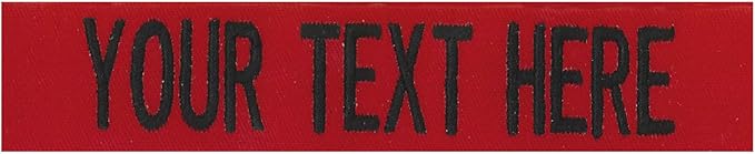 Custom Uniform Name Tapes Solid Colors. Red Fabric, 4 Inch Hook Fastener (Uniform Ready Fastener)