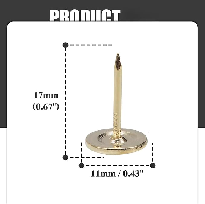 Gold Heavy Duty Thumb Tacks, Extra Long Push Pins for Upholstery, Carpets, and Wood Surfaces, 100Pcs