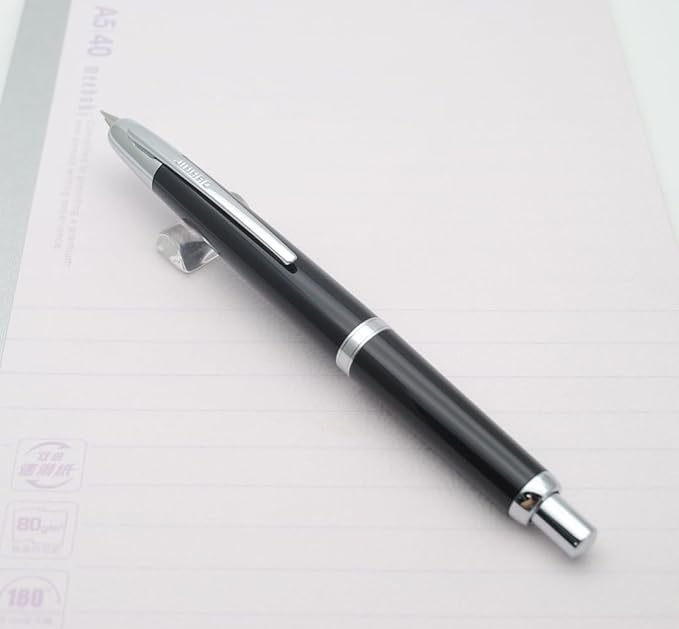 JINHAO 20 Press Fountain Pen, Retractable Capless Resin Pen with Ink Converter (EF Nib 0.4mm, Bright Black)
