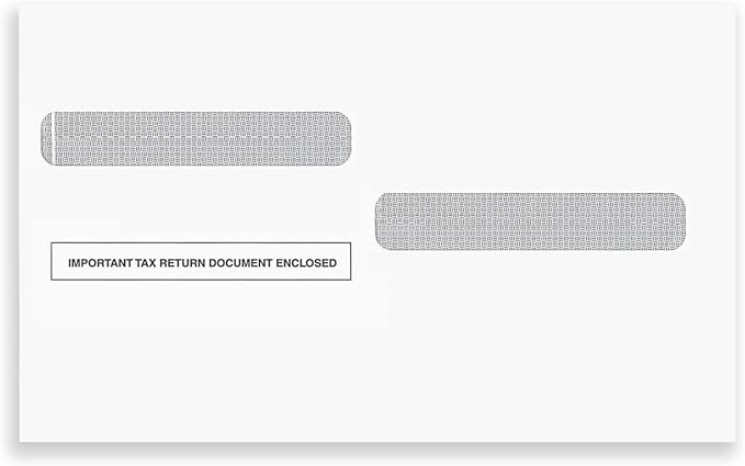 NextDayLabels - W-2 Tax Forms Double Window Security Envelopes, (Pack of 100 Envelope)
