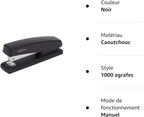 Amazon Basics Desktop Stapler with 1000 Staples, Office Stapler, Lightweight, Easy to Use, 25 Sheet Capacity, Non-Slip, Black, 3 Pack