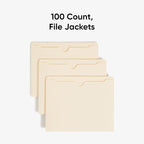 Smead File Jacket, Reinforced Straight-Cut Tab, Flat-No Expansion, Letter Size, Manila, 100 per Box (75500)
