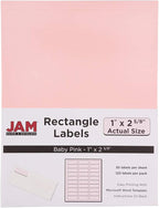 JAM PAPER Return Address Labels - Standard Mailing - 1 x 2 5/8 - Baby Pink Pastel - 120 Shipping Labels/Pack