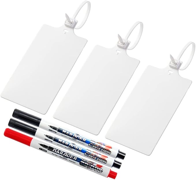 400Pcs Plastic Seals Shipping Label Tags, Writable Marker Big Sign Tie for Logistics, 255mm Total Length Self Locking Inventory Waterproof Tag Fastener with 3 Marker Pen (White)