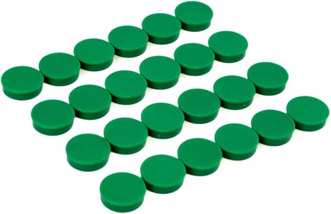 Bullseye Office 24 Round Green Fridge Magnets, Button Shaped, Small Colorful Magnetic Discs for Kitchen, Cabinet or Classroom, Perfect Whiteboard Supplies for Teachers (Green)