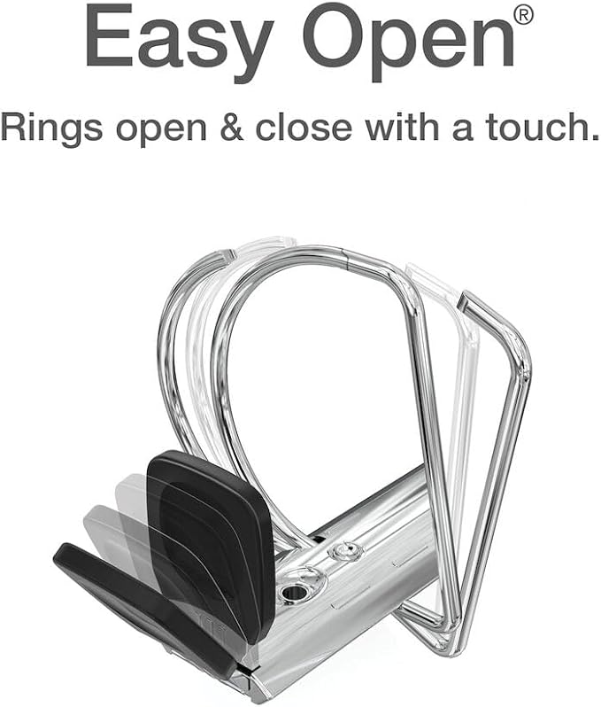 Cardinal 3 Ring Binder, 1.5 Inch Premier Easy Open Binder, ONE-Touch Locking Slant-D Rings, 400-Sheet Capacity, ClearVue Cover, PVC-Free, Black (10311) (10310)