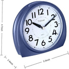 Tinload 5.5" Large Analog Alarm Clock Silent Non Ticking, Gentle Wake, Beep Sounds, Increasing Volume, Battery Operated Snooze and Manual Light, Blue