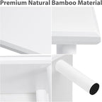 ROCDEER Bamboo Dual Monitor Stand Riser White, Desk Monitor Riser for 2 Monitors, Supports for PC Computer Monitor, Printer, Heavy TV Riser up to 300 lbs, White