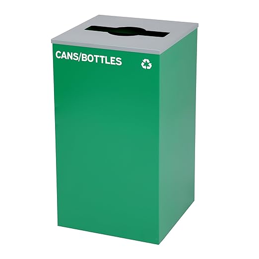 Alpine Mixed Lid Industries 29 Gallon Sturdy Steel Cube Recycling Container, Square Opening - 3 Color Cans Available Sold Separately (Lid Mixed Opening)