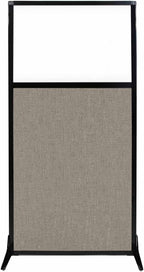 Versare Workstation Partition | Portable Wall Divider | Modern Office Cubicle | Free Standing Privacy Screen | Flexible Work Space | 33" x 70" W/Window, Warm Pebble Fabric Panels