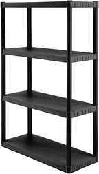 CENTREX CX 4-Tier (52.1”H x 34.8”W x 14.6”D) Plastic Storage Shelving Unit (Black), Medium Duty, 75lbs Per Shelf Capacity, Indoor Storage and Organization in Home, Garage, Office with Easy Assembly