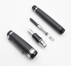 xixixiaozhu Metal Big Fountain Pen Set Medium Nib 0.7mm, Includes Ink Refill Converter, 5 Ink Cartridges & Gift Box (Medium Nib 0.7mm, Matte Black with Silvery Clip)