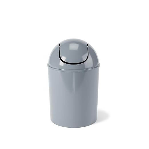 Umbra 1.25 Gallon Mini Waste Can with Removable Swing-Top Lid - Small Garbage Bin for Kitchen, Bathroom, Bedroom, Office - Compact Trash Can Fit Under Tables & Counters - Steel Blue
