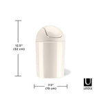Umbra 1.25 Gallon Mini Waste Can with Removable Swing-Top Lid - Small Garbage Bin for Kitchen, Bathroom, Bedroom, Office - Compact Trash Can Fit Under Tables & Counters - Linen