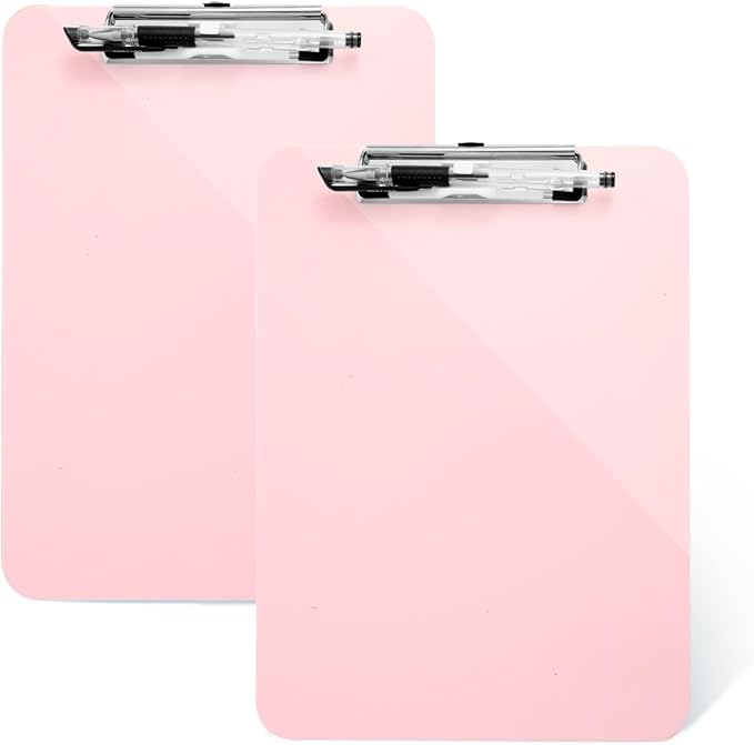 TFDLCG zm 2 Pack Pink A4 Clipboard with Pen Holder,Standard Letter Size,Heavy Duty Clip Boards 8.5x11,Cute Clipboards for Women Kids Students,Nurses, School Office Home Supplies