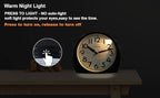 Tinload 5.5" Large Analog Alarm Clock Silent Non Ticking, Gentle Wake, Beep Sounds, Increasing Volume, Battery Operated Snooze and Manual Light, Easy Set, Black (Best for Elder)