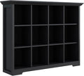 OSCHF Cube Storage Bookcase with Base - Wooden 3 Tiers Floor Standing Open Shelf Cabinet for Home and Office, 12-Cube Lattice Bookshelf, Black