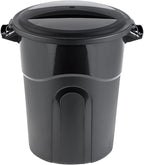United Solution 20 Gallon Round Waste Container, Black, Easy to Carry Garbage Can with Sturdy Construction, Pass-Through Handles & Attachable Click Lock Lid, Indoor or Outdoor Use, 2-Pack, (TI0087)