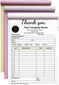 Custom Carbonless Sales Invoice Form Books for Small Business, Personalized NCR 3-Part Receipt Book with Carbon Copies, Cover Add Company Name, Address and Number Printed
