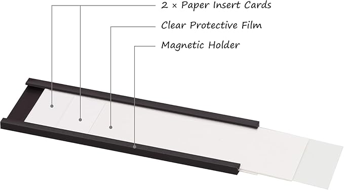 Realth C Channel Magnetic Label Holders 50 Pack 2" x 6" - Magnetic File Holder for Shelving, Storage Bins, Classroom, Office, Library, Supermarket