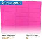 Neon Pink Address Labels - 2.625 x 1 - Pack of 3,000 Labels, 100 Sheets - Inkjet/Laser Printer - Online Labels