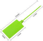 200Pcs Plastic Seals Shipping Label Tags, Writable Marker Big Sign Tie for Logistics, 255mm Total Length Self Locking Inventory Waterproof Tag Fastener with 3 Marker Pen (Green)