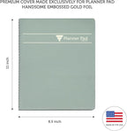 Planner Pad Spiral Bound 3-Tier Funnel Down 12 Month Organizer, October 2025 – September 2026, Greenish Grey Cover/Soft Green Ink, 8 1/2" x 11"