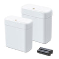 funest 2 Pack Bathroom Trash Can with Lid, 3 Gal/12 L & 2.7 Gal/10L Garbage Can with Pop-Up Lid, Small Spaces Plastic Trash Can, Slim Trash Bin Waste Basket for Bathroom,Rv, Office, White
