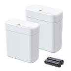 funest 2 Pack Bathroom Trash Can with Lid, 3 Gal/12 L & 2.7 Gal/10L Garbage Can with Pop-Up Lid, Small Spaces Plastic Trash Can, Slim Trash Bin Waste Basket for Bathroom,Rv, Office, White