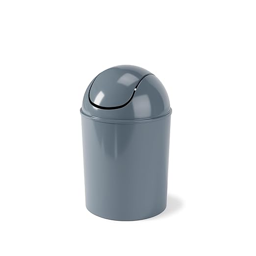 Umbra 1.25 Gallon Mini Waste Can with Removable Swing-Top Lid - Small Garbage Bin for Kitchen, Bathroom, Bedroom, Office - Compact Trash Can Fit Under Tables & Counters - Slate Blue