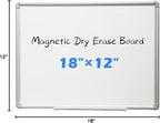 DEVELOP 12x18 Inch Magnetic Dry Erase Board with Detachable Tray, Wall Mountable Small Whiteboard for Office, Kitchen, Classroom - Silver Aluminum Frame, Hanging Hardware Included